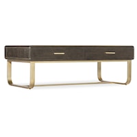 Contemporary 2-Drawer Cocktail Table with Gold Accents