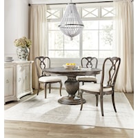 Traditional 4-Piece Dining Set with Round Table
