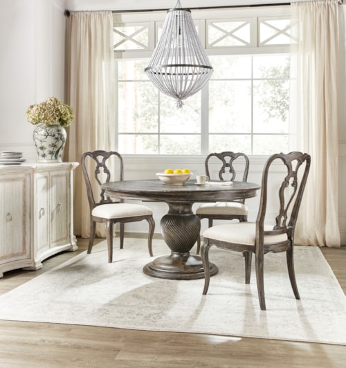 Traditional 4-Piece Dining Set with Round Table