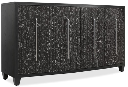 Contemporary 4-Door Credenza with Silver Hardware
