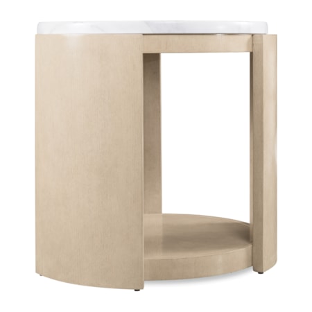 Round Stone-Top Side Table