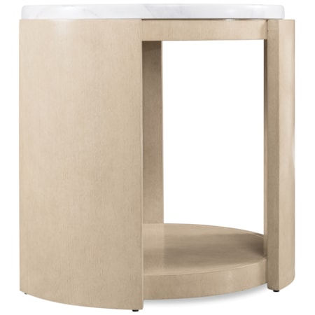 Round Stone-Top Side Table