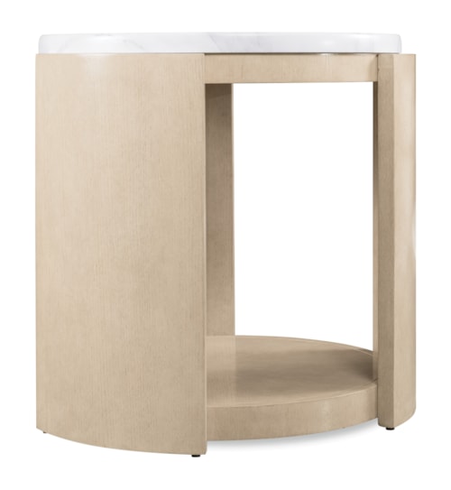 Contemporary Round Stone-Top Side Table