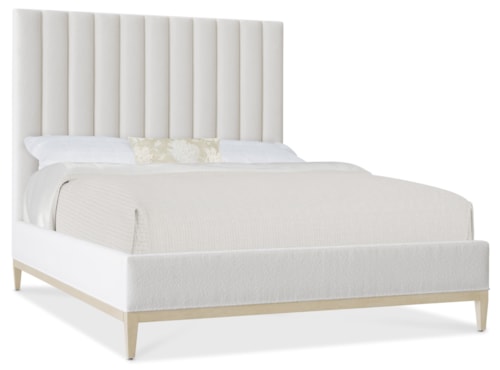 Transitional Upholstered Queen Bed with Channeled Headboard