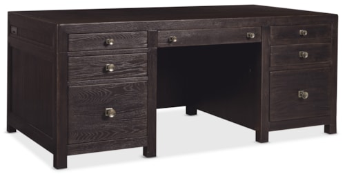 Transitional Double-Pedestal Executive Desk with Drop-Front Drawer