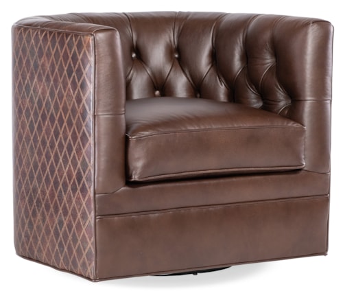Traditional Tufted Swivel Barrel Chair with Diamond-Designed Outside