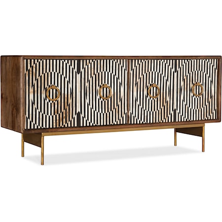 Casual Four Door Credenza with Soft-Close Doors