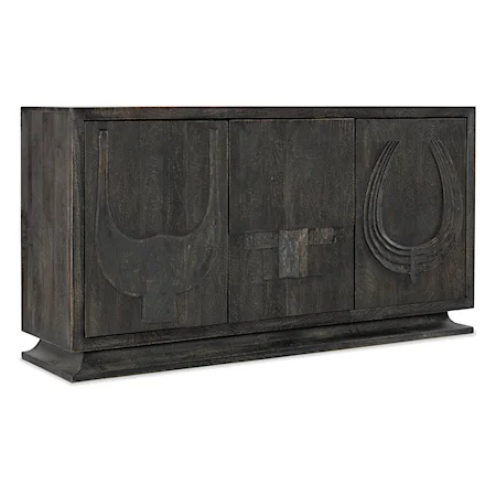 Causal 3-Door Credenza with Tribal Motif