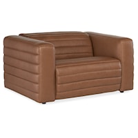 Contemporary Channeled Leather Power Recliner with Power Headrest