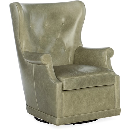 Mai Traditional Leather Wing Chair with Swivel