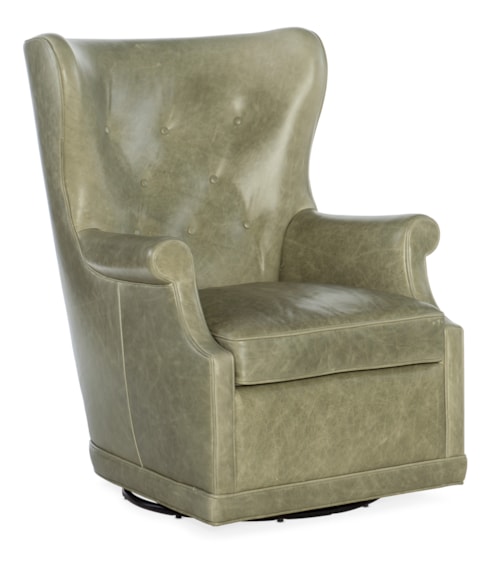 Mai Traditional Leather Wing Chair with Swivel