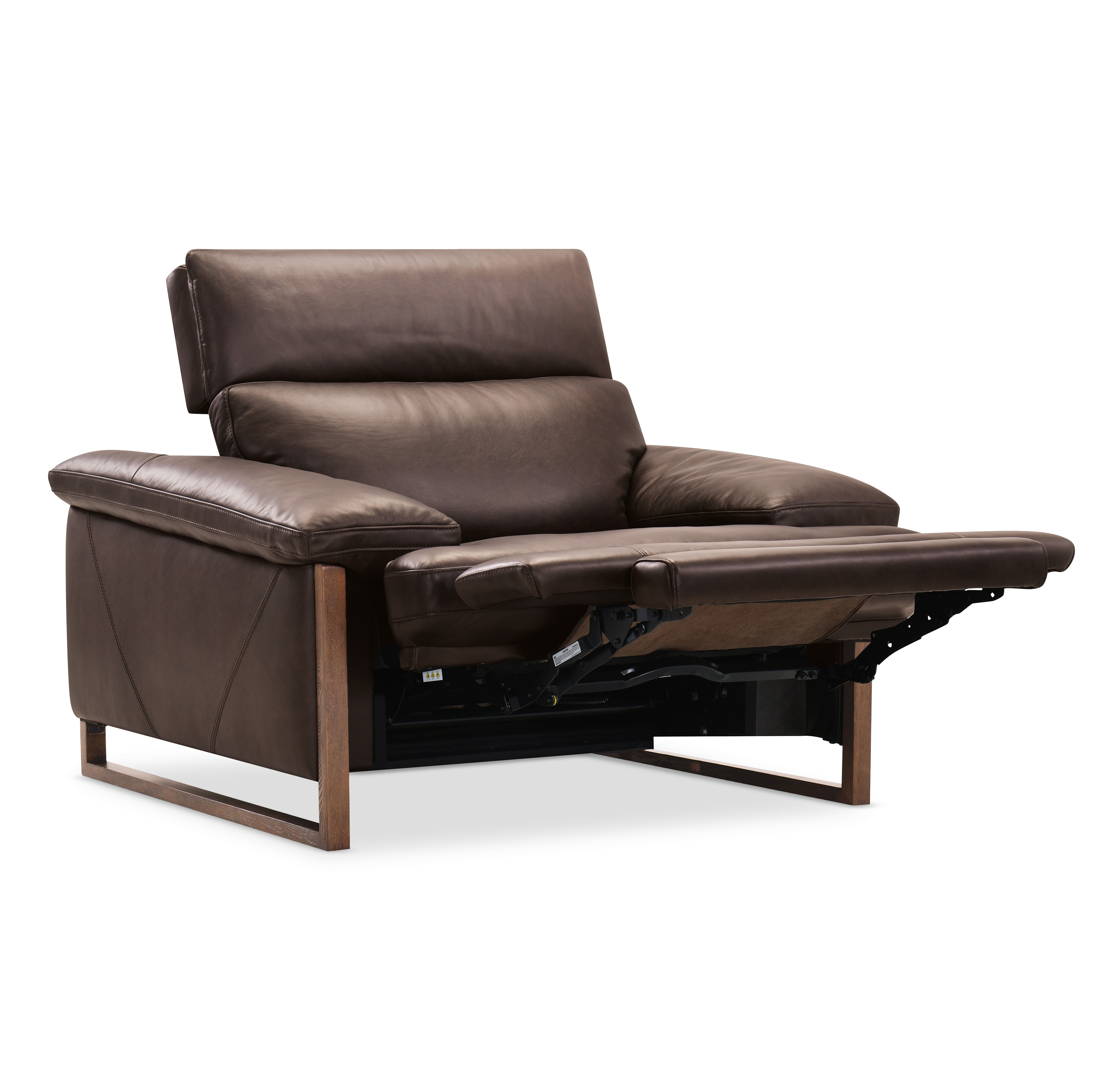 Oversized Leather Pillow-Arm Power Recliner