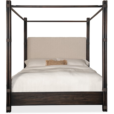 Casual King Upholstered Poster Bed w/Canopy