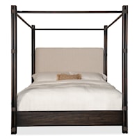 Casual King Upholstered Poster Bed w/Canopy