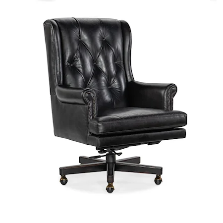 Traditional Executive Swivel Tilt Office Chair with Nailhead Trim