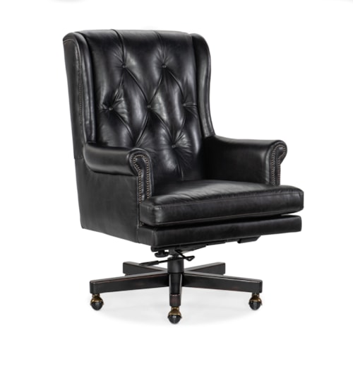 Traditional Executive Swivel Tilt Office Chair with Nailhead Trim