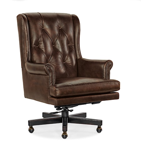 Traditional Executive Swivel Tilt Office Chair with Nailhead Trim