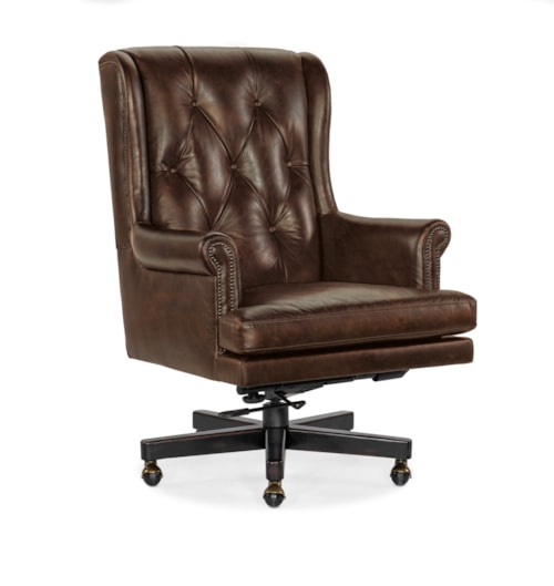 Traditional Executive Swivel Tilt Office Chair with Nailhead Trim
