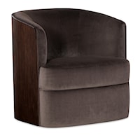 Transitional Upholstered Barrel Chair with Swivel Base