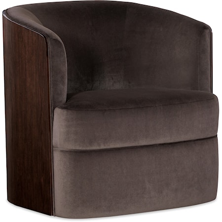 Transitional Upholstered Barrel Chair with Swivel Base