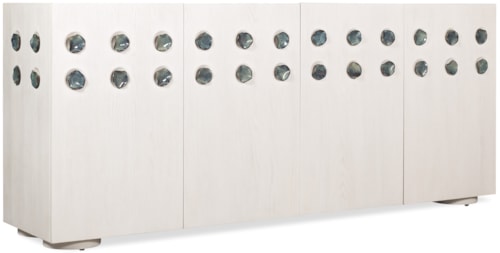Casual Artsy Four-Door Credenza with Decorative Ceramic Hardware