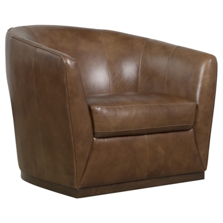 Leather Barrel-Back Swivel Chair