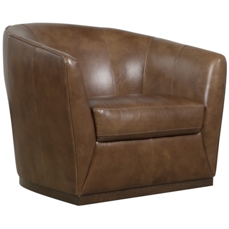 Leather Barrel-Back Swivel Chair