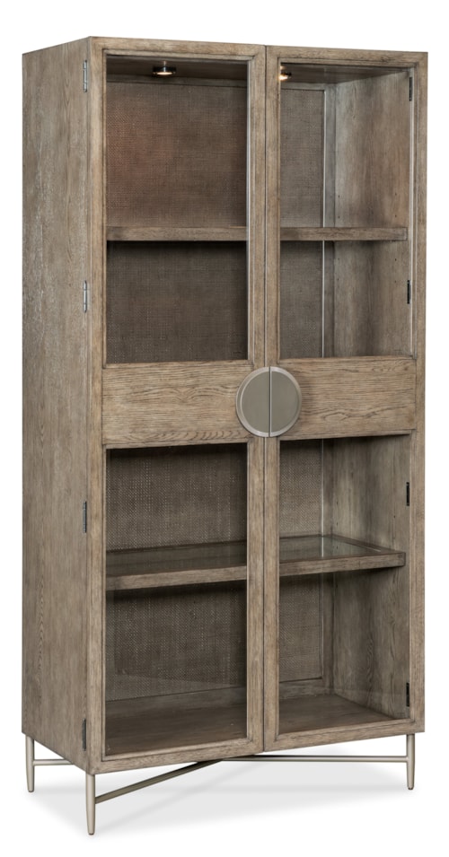Contemporary 2-Door Display Cabinet with Interior Lighting