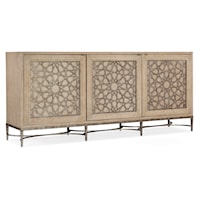 Transitional Three-Door Entertainment Console with Soft-Close Doors