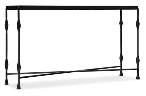 Contemporary Console Table with Patterned Travertine Stone Top