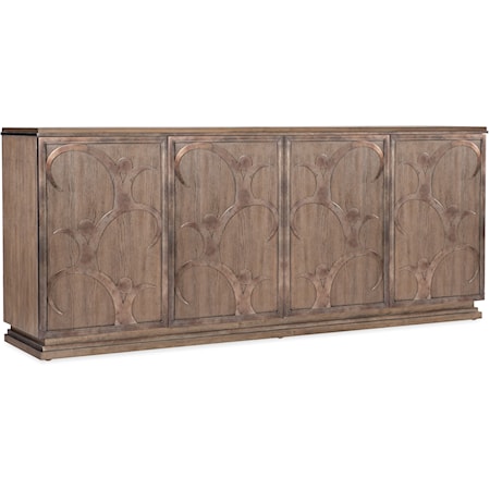 Contemporary 4-Door Credenza with Wire Management Cutouts