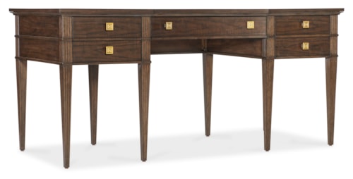 Transitional 5-Drawer Writing Desk with Pencil Tray