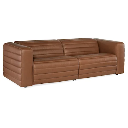 Contemporary 2-Seat Channeled Leather Power Reclining Sofa with Power Headrests