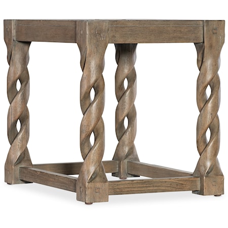 Contemporary Rectangular End Table with Twisted Legs