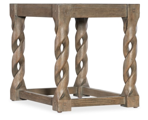 Contemporary Rectangular End Table with Twisted Legs