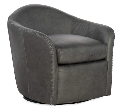 Roper Transitional Leather Swivel Chair with Nailheads