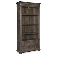 Traditional Bookcase with Locking File Drawer and Touch Lighting