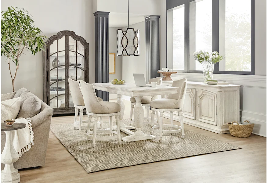 Traditions Counter Height Dining Set with Credenza by Hooker Furniture at Reeds Furniture