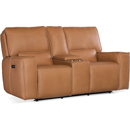 Casual Power Reclining Loveseat with Center Console