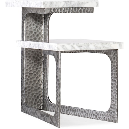 Contemporary Tiered Side Table with Marble Top