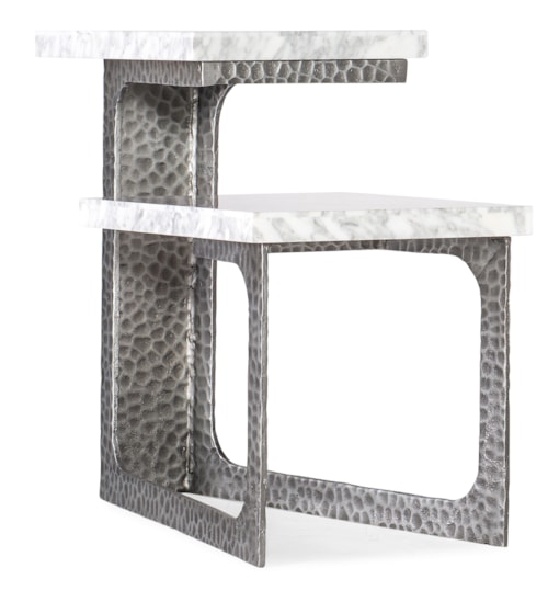 Contemporary Tiered Side Table with Marble Top