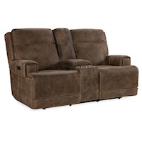 Casual Power Loveseat with Power Headrest and Console