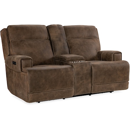 Casual Power Loveseat with Power Headrest and Console