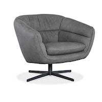 Contemporary Leather Swivel Chair with Metal Base