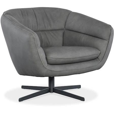 Contemporary Leather Swivel Chair with Metal Base