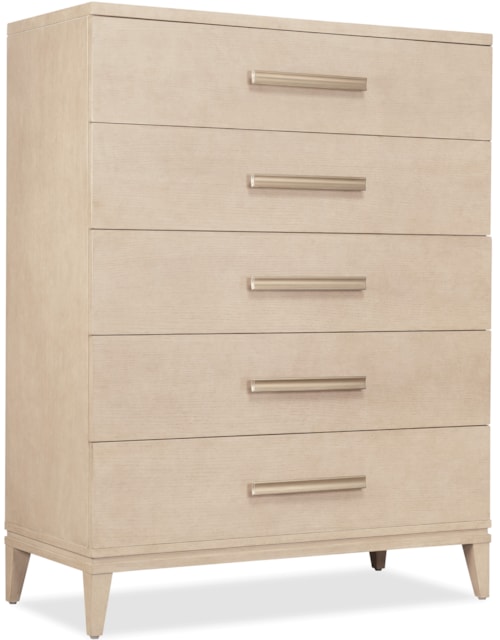 Contemporary 5-Drawer Bedroom Chest with Cedar-Lined Bottom Drawer