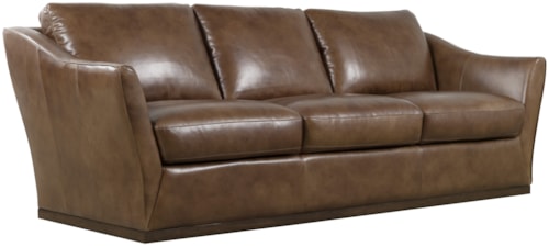 Casual Leather Flared-Arm Sofa with Plinth Base