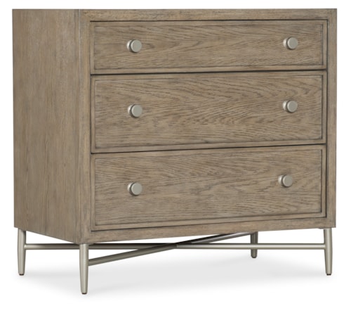 Contemporary 3-Drawer Nightstand with Felt-Lined Top Drawer