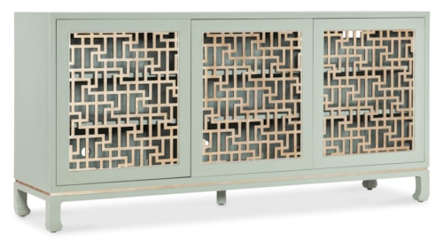 Transitional 3-Door Entertainment Credenza with Wire Management Cutouts