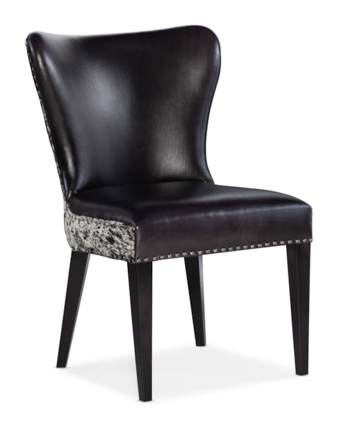 Traditional Accent Chair with Hair on Hide Leather